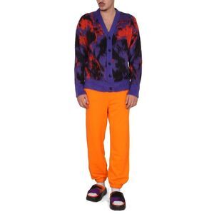 MSGM Men's Fuzzy Jacquard Knit Cardigan Men MULTICOLOUR Sweaters & Cardigans